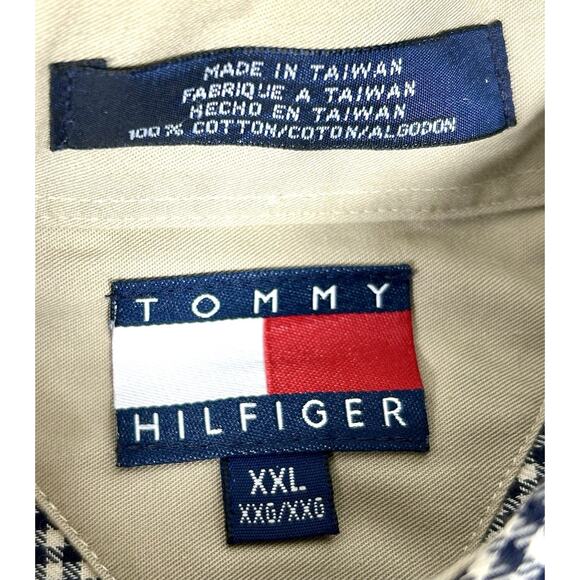 Vintage 2000 Tommy Hilfiger Gingham Button Down Shirt XXL Black & White Y2K - Picture 7 of 11